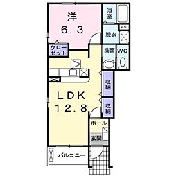 メゾンドデリエール 1LDKの間取図画像