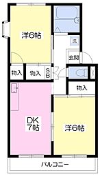 プレジール多美 2DKの間取図画像