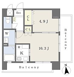 カスティージョ坪井 1LDKの間取図画像