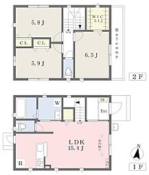 ヴィラージュ上鷺　Ｅ棟 2階3LDKの間取り