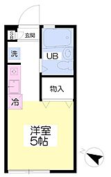 アルスノーク 1階ワンルームの間取り