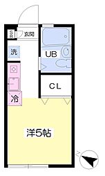 アルスノーク 1階ワンルームの間取り