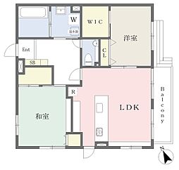 グリーンコート北町 1階2LDKの間取り
