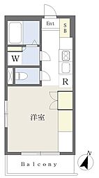 ＡＭＩＳＴＡＤ　ＴＯＹＯＴＡＭＡ 205 2階ワンルームの間取り