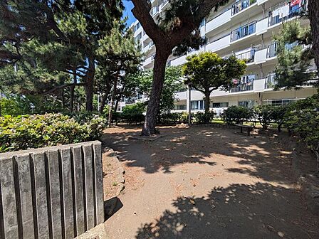 マンションの目の前には小さなお子様も遊べる広場があります!