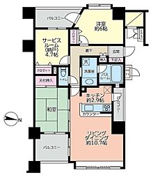 ライオンズシティ平塚 2SLDKの間取図画像