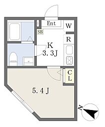 京成本線 江戸川駅 徒歩9分の賃貸アパート 3階1Kの間取り