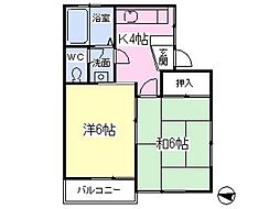 リバーサイド松丸 2階2Kの間取り