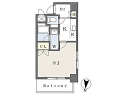 レガート東小岩 4階1Kの間取り