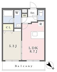 江戸川区平井5丁目マンション 1LDKの間取図画像
