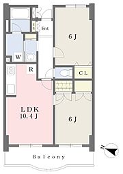 ミレニアムメゾン岡常 2LDKの間取図画像