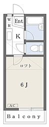 パインクレストヨシ2 1Kの間取図画像