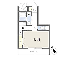 フォートボイヤール 1Kの間取図画像