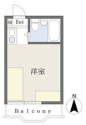 コーポコスモ ワンルームの間取図画像