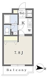 神鉄三田線 横山駅 徒歩9分の賃貸マンション 2階1Kの間取り