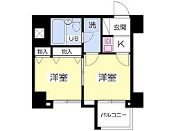 ネオアージュ神戸元町 2Kの間取図画像