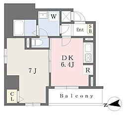 ル・ポール明石本町 1DKの間取図画像
