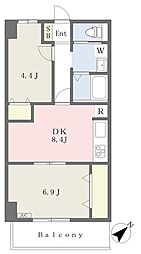 オーク松本通 2DKの間取図画像