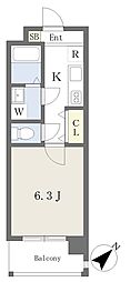 デコール神戸1 1Kの間取図画像