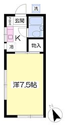 希望荘． 1階1Kの間取り