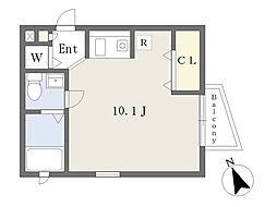 アローエット 1階ワンルームの間取り