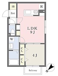 ハルガーデン・パリス 1LDKの間取図画像
