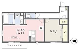 京阪本線 萱島駅 徒歩14分の賃貸アパート 1階1LDKの間取り