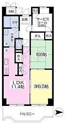 リバーサイド江坂 4階2SLDKの間取り