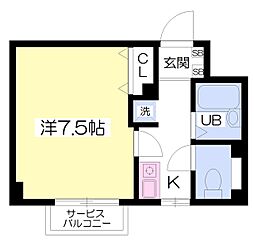クオレ千里山 1Kの間取図画像