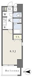 XCROSSCOURT高槻富田駅前 1Kの間取図画像