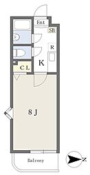 ヴェルフィオーレ嵐山 4階1Kの間取り