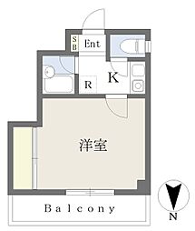 ヴィル・ヌーブＳ 401 4階1Kの間取り