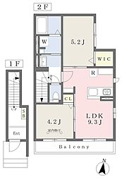 シュシュ馬場 2階2DKの間取り