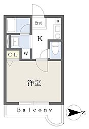 エレガンス綾瀬II 1階1Kの間取り