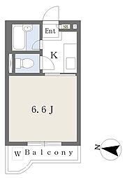 エレガンス綾瀬II 4階1Kの間取り