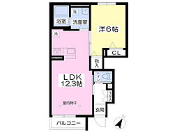 エクセル・フィールド南花畑Ｂ 1階1LDKの間取り