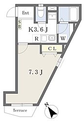 グランシャレー千住大橋 1階1Kの間取り