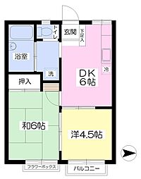 エステートピア舎人 2階2DKの間取り