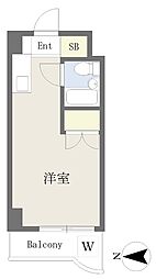 エレガンス綾瀬6 8階ワンルームの間取り