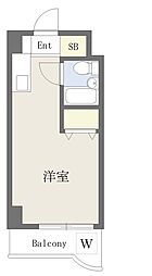 エレガンス綾瀬6 5階ワンルームの間取り