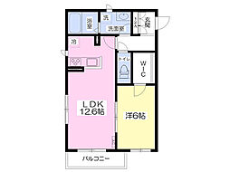 ルチルみすみIII 2階1LDKの間取り