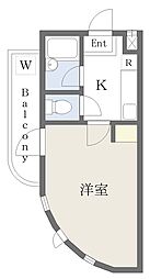 エレガンス綾瀬II 3階1Kの間取り