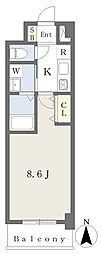 リリーオブザヴァリー 1Kの間取図画像