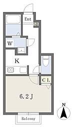 ヴェルドミールA 1Kの間取図画像