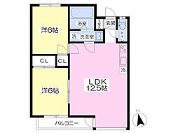 サンフラワーズ 2LDKの間取図画像