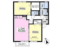 フェンテE 2LDKの間取図画像