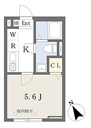 アンソレイユ 1Kの間取図画像