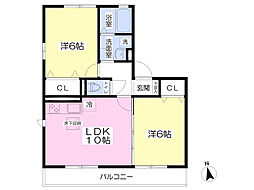 ソレアードA 2LDKの間取図画像
