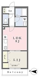 ＢＲＡＭＡ多摩川 2階1LDKの間取り