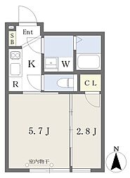 ＥＸＡＭ高輪 4階2Kの間取り